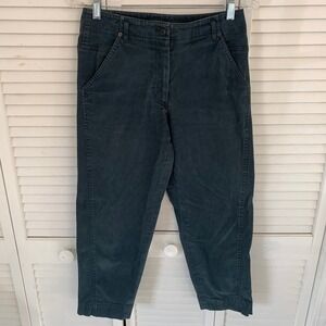 Steven Alan Cropped Ankle Pants Slim‎ Teal Cotton Stretch Womens 4 Made in USA